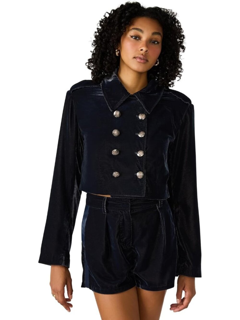 Steve Madden Women's Indigio Haze Long Sleeve Double Breasted SOLID Tonia Blazer